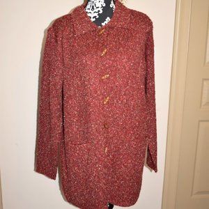 NWT White Stag women's plus size 18W/20W sweater with wood buttons orange